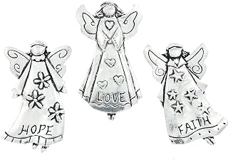 Faith Love Hope Angels Set of 3 Pewter Magnets w/ Gift Box