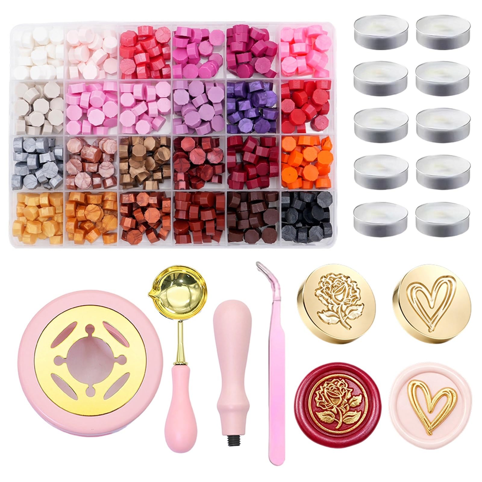 Siegelwachs Wachssiegel-Stempelset | Lackierte Bastelbedarf DIY Weihnachten Hochzeitseinladung Dekoration Partikel Versiegelung(Color1)