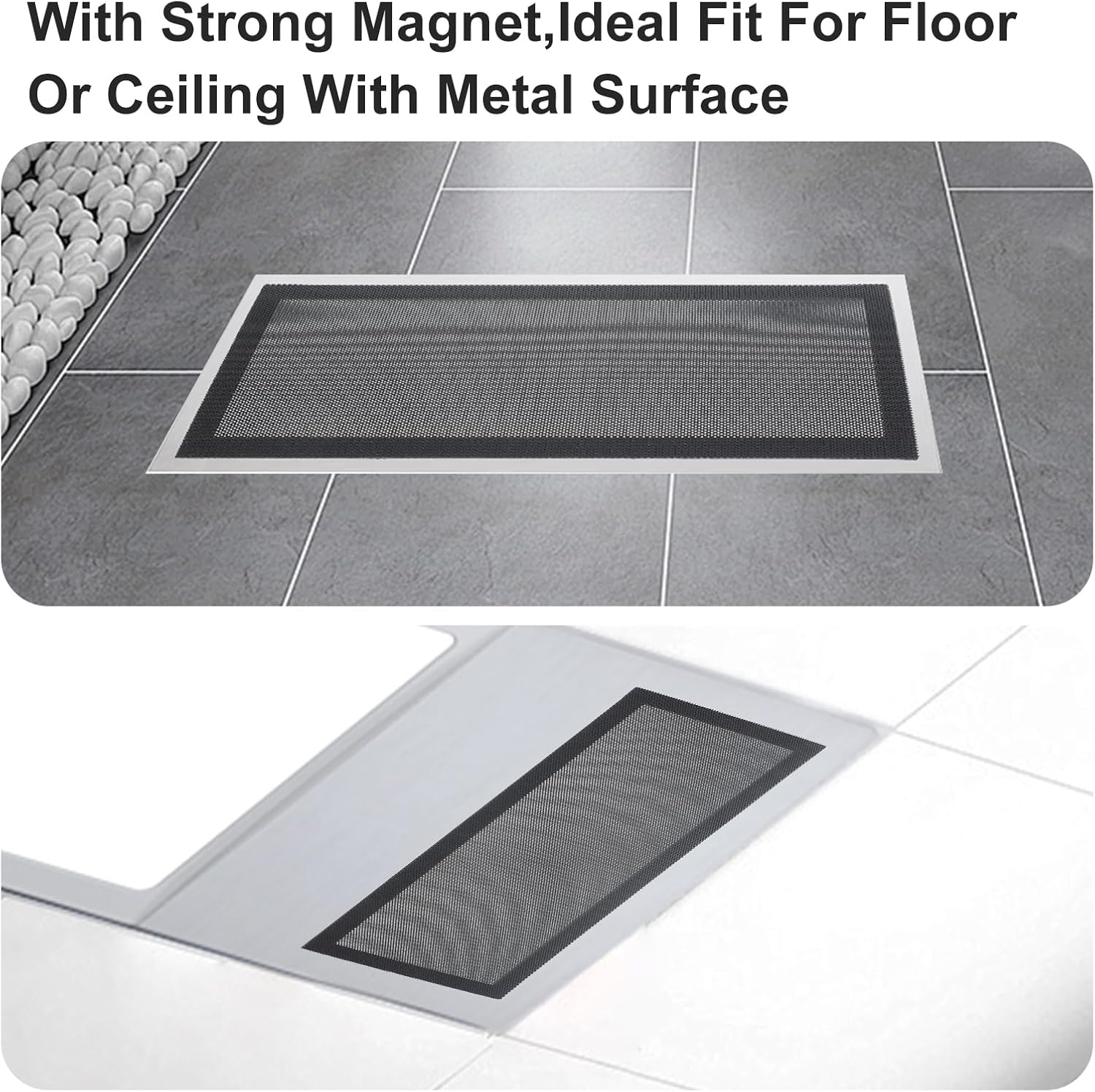 8 Pcs Magnetic Floor Vent Covers Air Screen Cover Magnetic Floor Register Vent Covers PVC Mesh for Home Wall Ceiling Catches Debris (4 x 10 Inch)