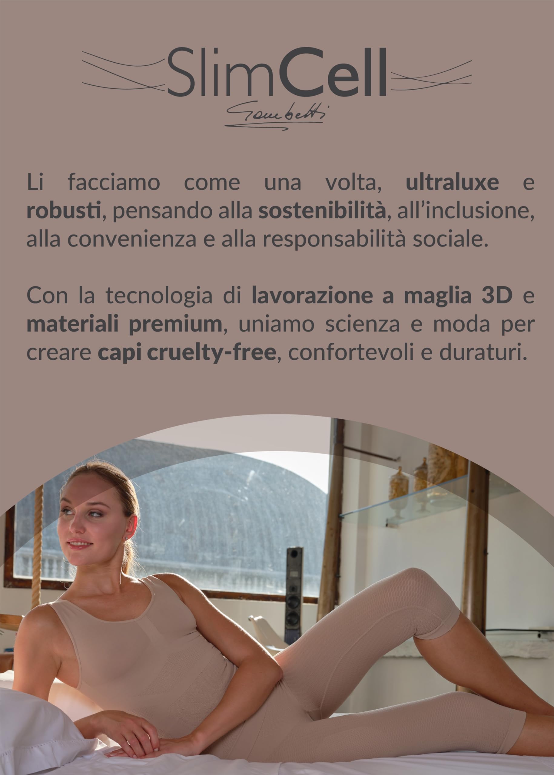 SLIMCELL Body Contenitivo Modellante – Effetto Pancia Piatta, Body Modellante Donna con Sostegno Senza Ferretto, Shapewear Bodysuit con Bretelle Regolabili - Made in Italy