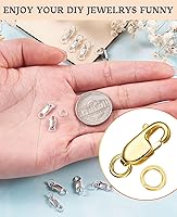 Vista 5 de kcctoo Cierre de pinza de langosta de plata con anillos de salto cerrados de oro de 14 quilates para la fabricación de joyas, fabricado en Italia