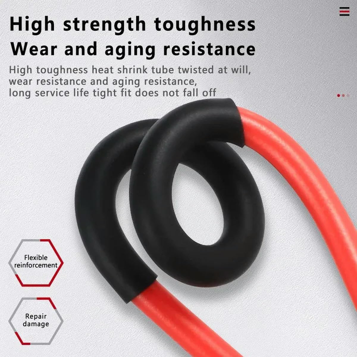 10/50/100 mètres de gaine thermorétractable Dia 2.4-25.4mm 3:1 manchon de câble thermique en polyoléfine isolé noir/rouge-noir-9.5mm-50m