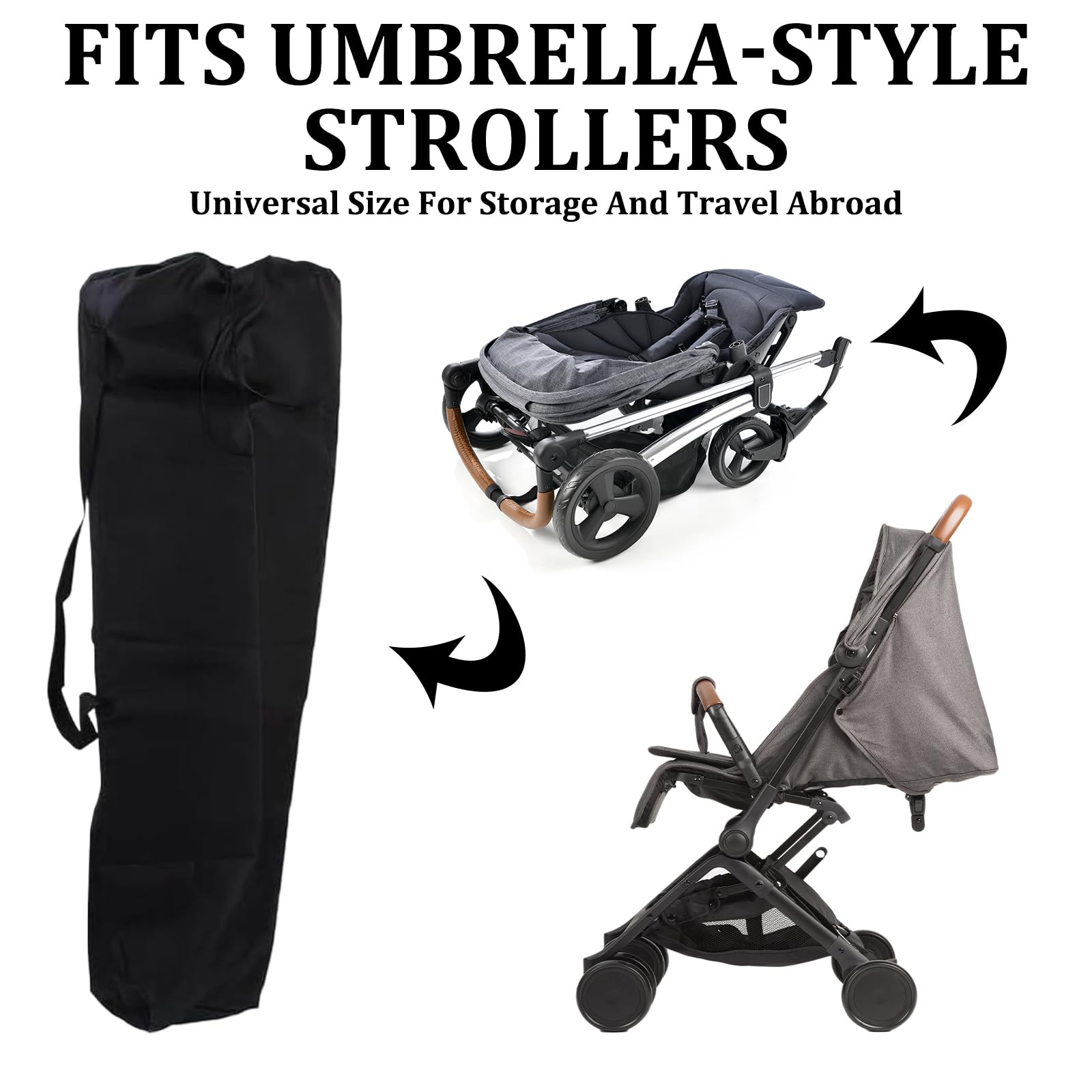 GMHLLES Stroller Bag for Airplane,Pram Travel Bag,Dustproof and Wear-Resistant,Portable and Foldable Design,All-Round Protection,Widely Applicable to Various Umbrella Strollers (Black) - Image 4