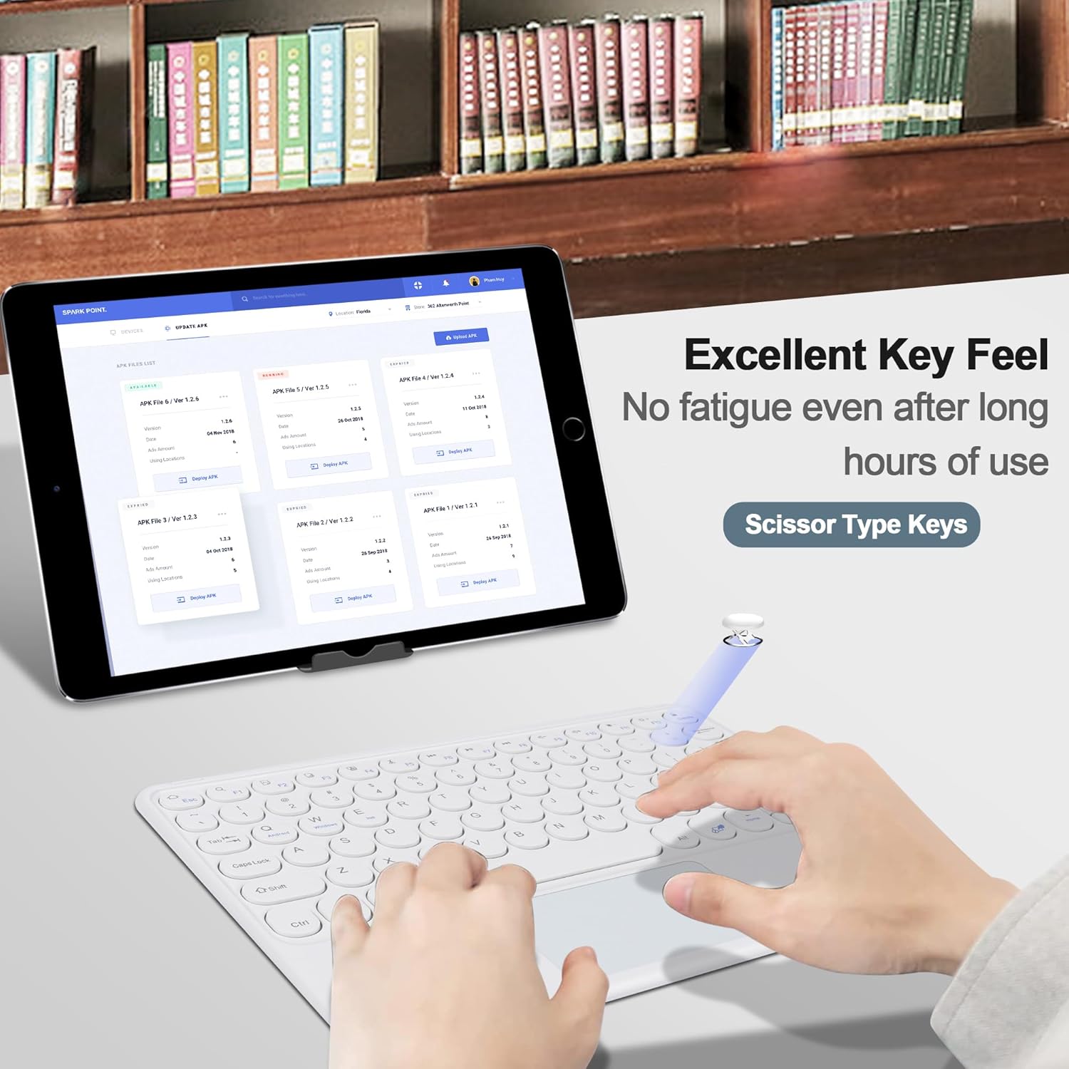 Thanice Wireless Keyboard with Touchpad, Ultra-Slim Portable Rechargeable Bluetooth Keyboard, Ipad & Android Windows Device Compatible (White)