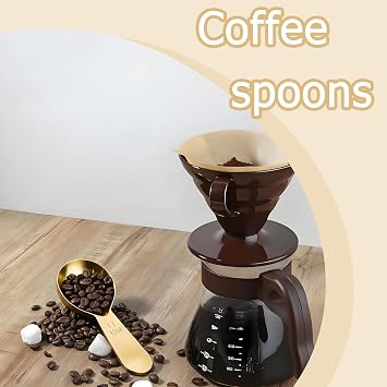 2 Pcs Golden Coffee Scoop for Ground Coffee, Tablespoon Measuring Spoons 15ml 30ml Stainless Steel Measuring Spoon Clear Scale, Suitable for Measuring Beans Tea Powder and Sugar