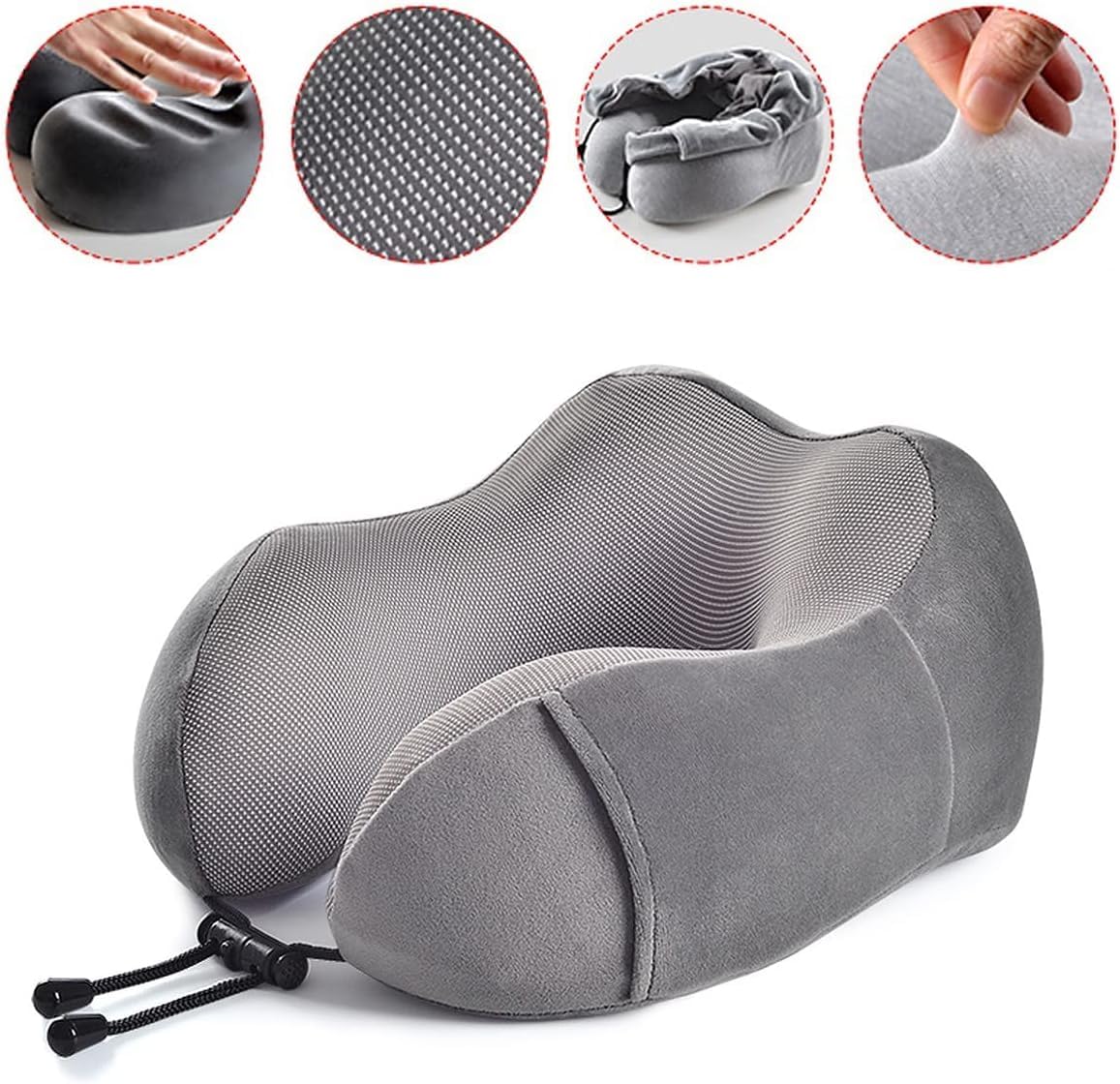 Nackenkissen Auto Nackenkissen Reise Memory Foam Reise-Nackenkissen Reisekissen Kissen Unterstützung Für Flugzeug Schlafen Travel Essentials(Grey)