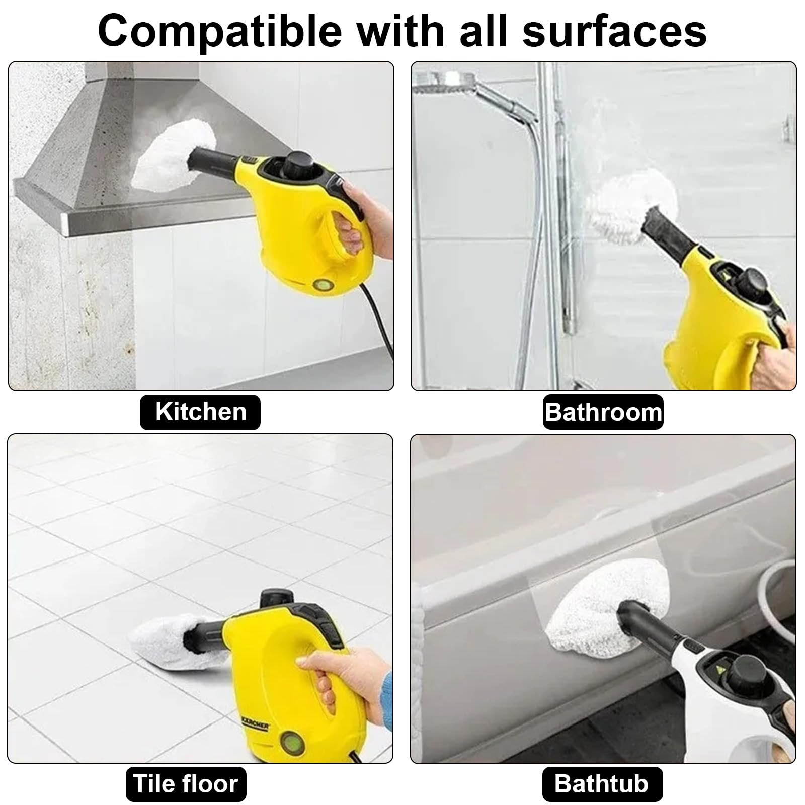 Eagles Cuscinetti di ricambio per scopa a vapore, compatibili con Karcher SC Steam Cleaner Set di panni in microfibra e spazzola rotonda per pavimenti SC ugello per pavimenti SC2 SC3 SC4 SC5 (5 panni