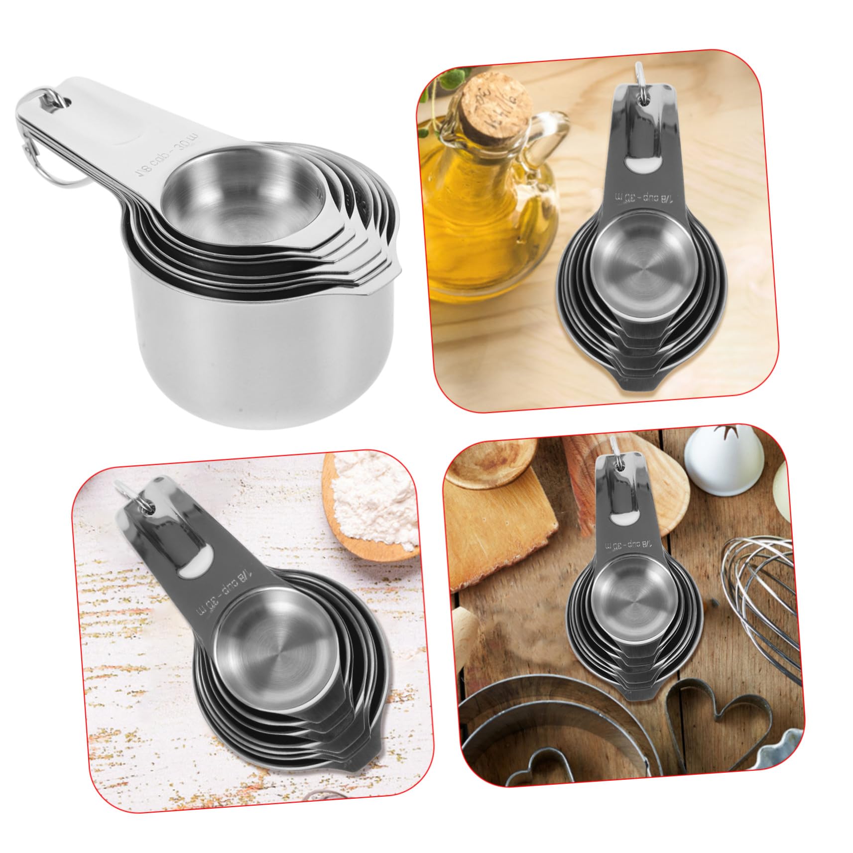 NUOBESTY Misurini in Acciaio Inox con Bilancia Misurini Riutilizzabili per Cottura e Forno Tazza da Tè Graduata Misurino da Cucina Misurino in Acciaio Inox