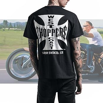 West Coast Choppers T-Shirt Man Long Beach CA Shirts Iron Cross