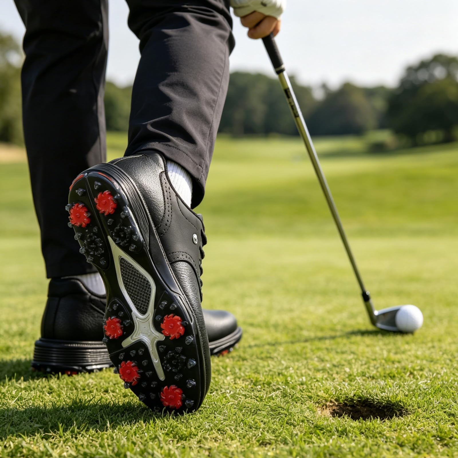 Męskie buty golfowe bez kolców skórzane trampki wodoodporne wygodne antypoślizgowe do gry na polu golfowym na świeżym powietrzu