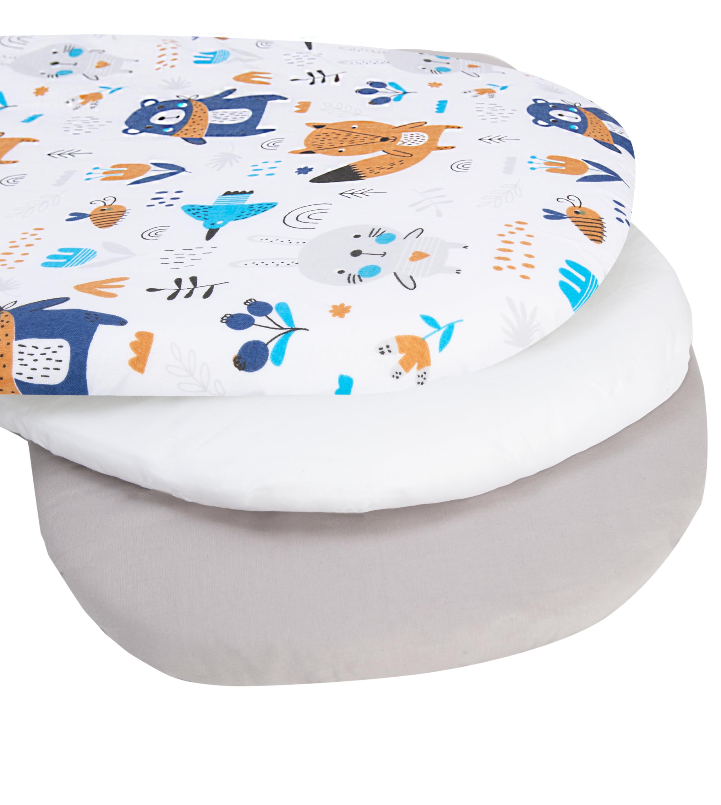 Medi Partners Set of 3 pcs. Fitted Sheet Pram 86 x 40 cm 100% Cotton Mattress Protector Baby, Boho-white-grey, Three pack - Image 2