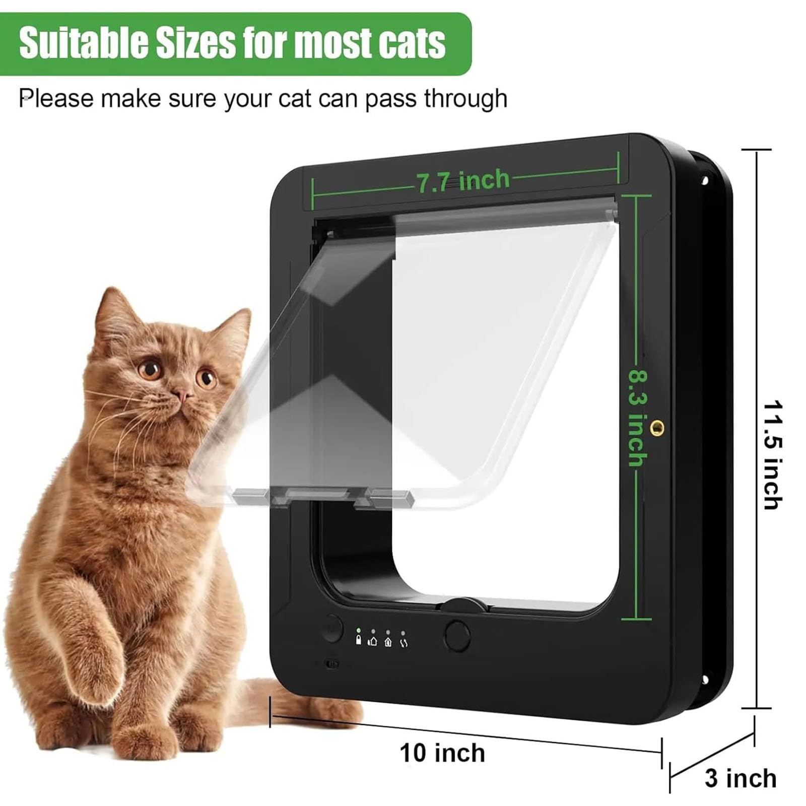 Chatière à Puce électronique - Chatière Intelligente - Entrée sélective - avec 2 Colliers à capteurs et 1 télécommande - Chatière à Puce électronique pour Chats et Petits Chiens White