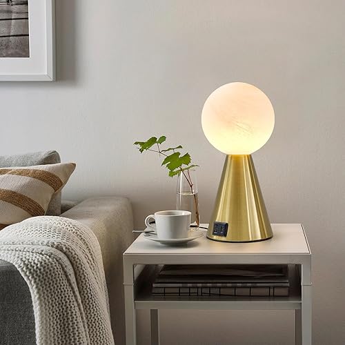 Miniatura 8 de Lámpara de mesa pequeña dorada para dormitorio con puertos USB A+C, modernas lámparas de noche para mesitas de noche, lámparas táctiles regulables