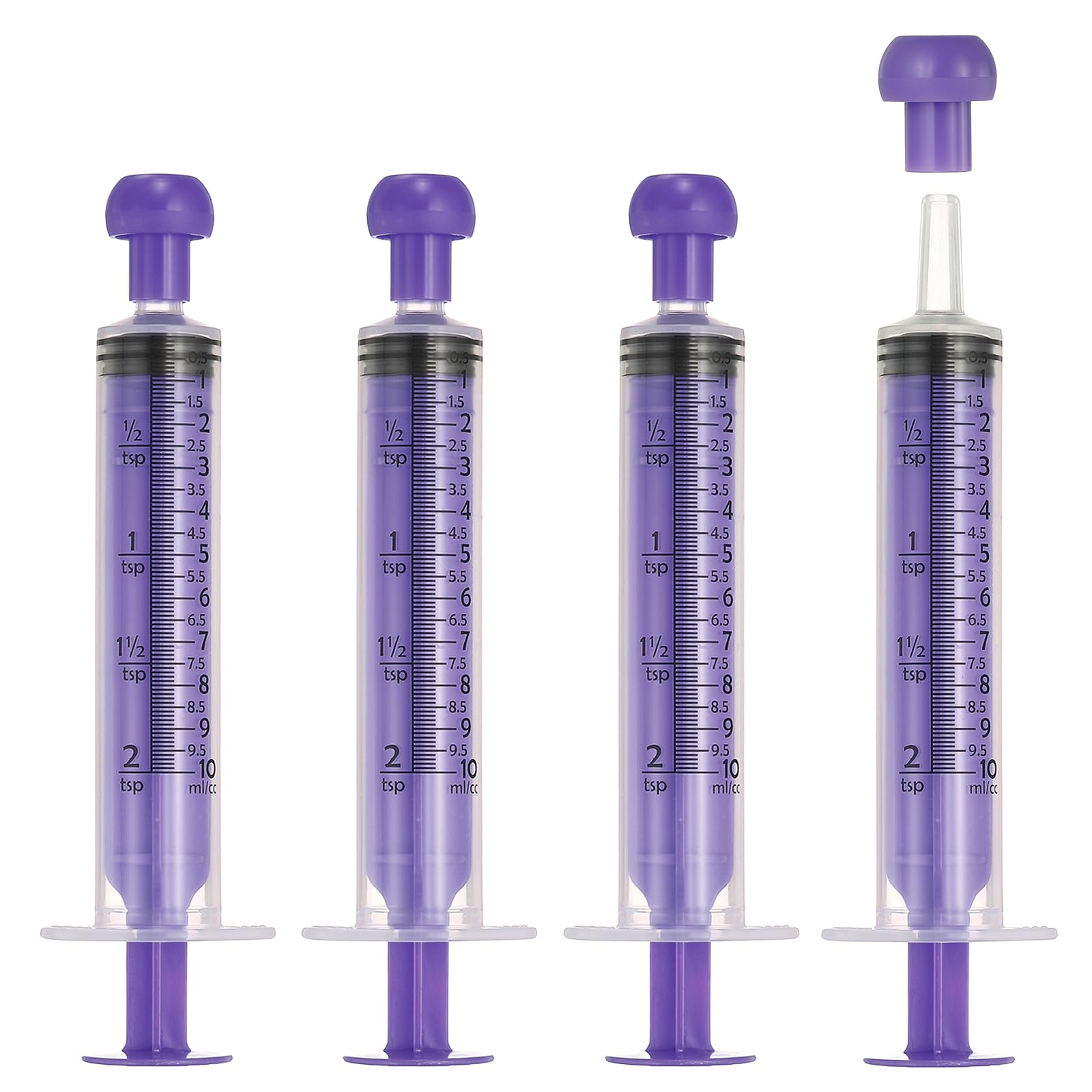 sourcing map Feeding Syringes with Cap, Plastic Syringes for Liquid Pet Feeding Measuring Tool No Needle 10ml, (Purple, 4 Pcs), Intended for Dog / Cat / Rabbits / Small Animal / Scientific Lab