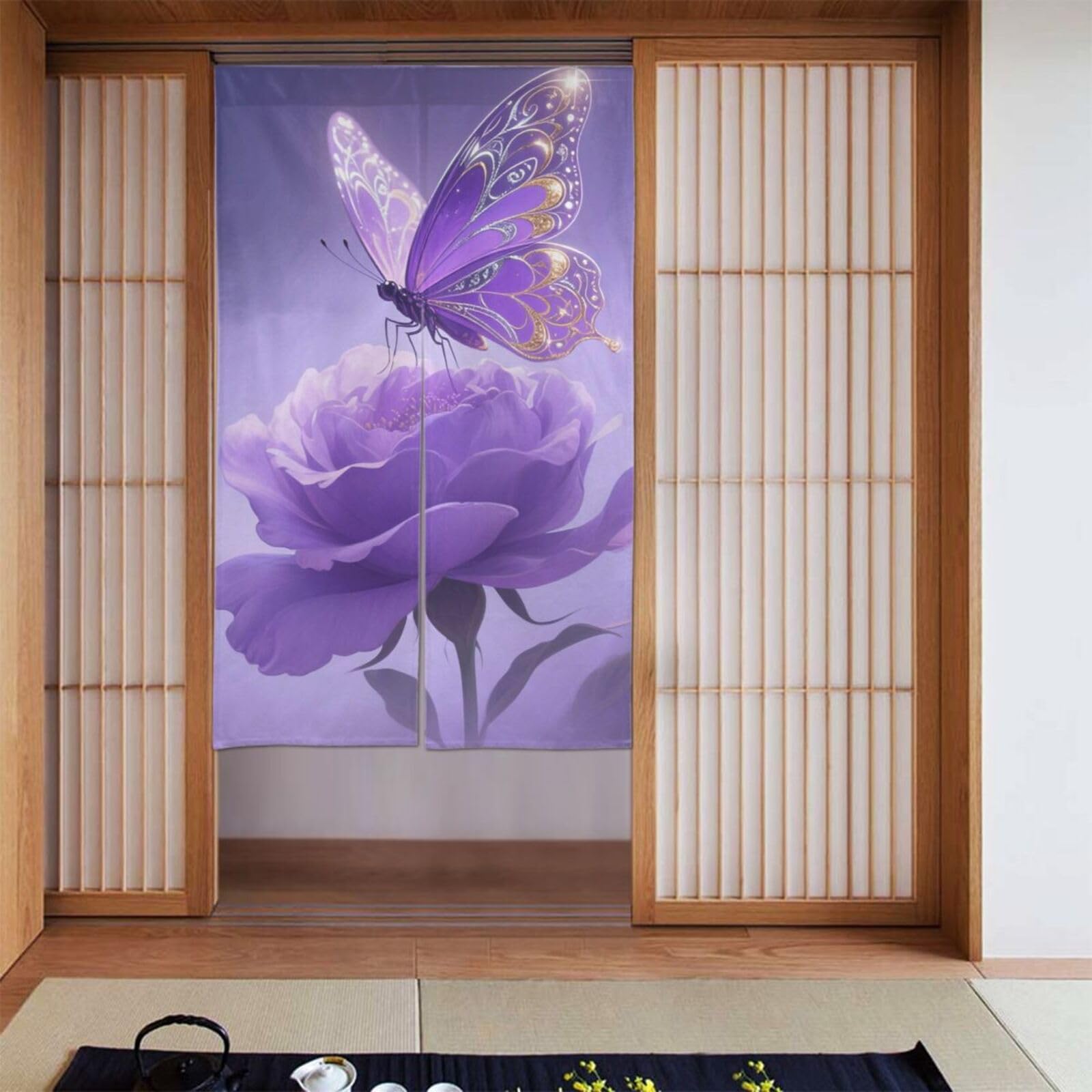 FekiLoot Glitter Butterfly Door Curtain for Doorway Privac,Personalized Blackout Kitchen Curtains Window Treatment 2 Panel Door Curtain Tapestry Hanging Room Divider Home Decor 34"X 56"