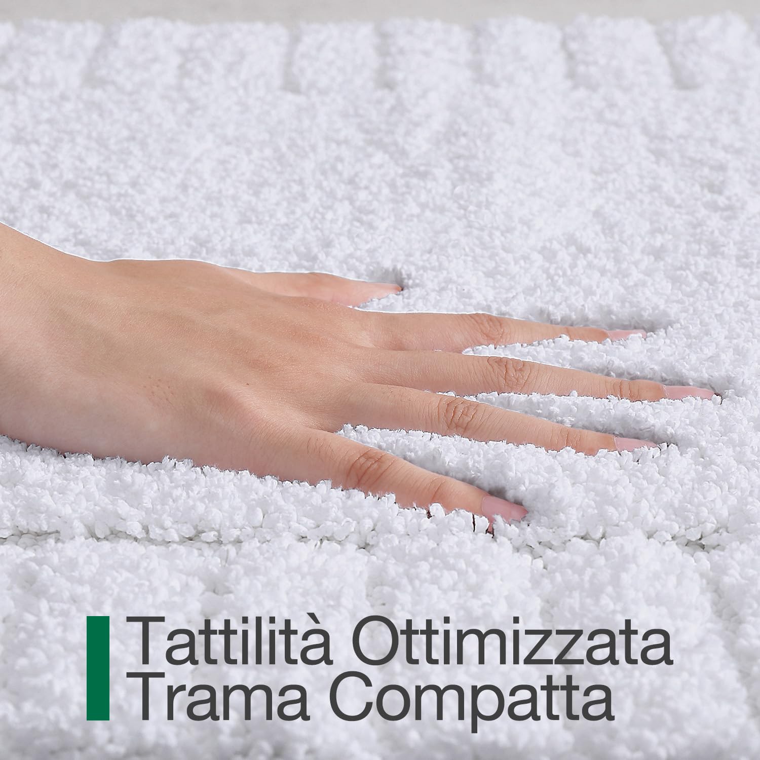 LUMI Tappetino Bagno Morbido Antiscivolo, Tappeto Bagno in Microfibra Super Assorbente, Lavabile in Lavatrice, Asciugatura Rapida, Tappeto Doccia Soffice per Vasca e Bagno, Bianco, 60x110 cm