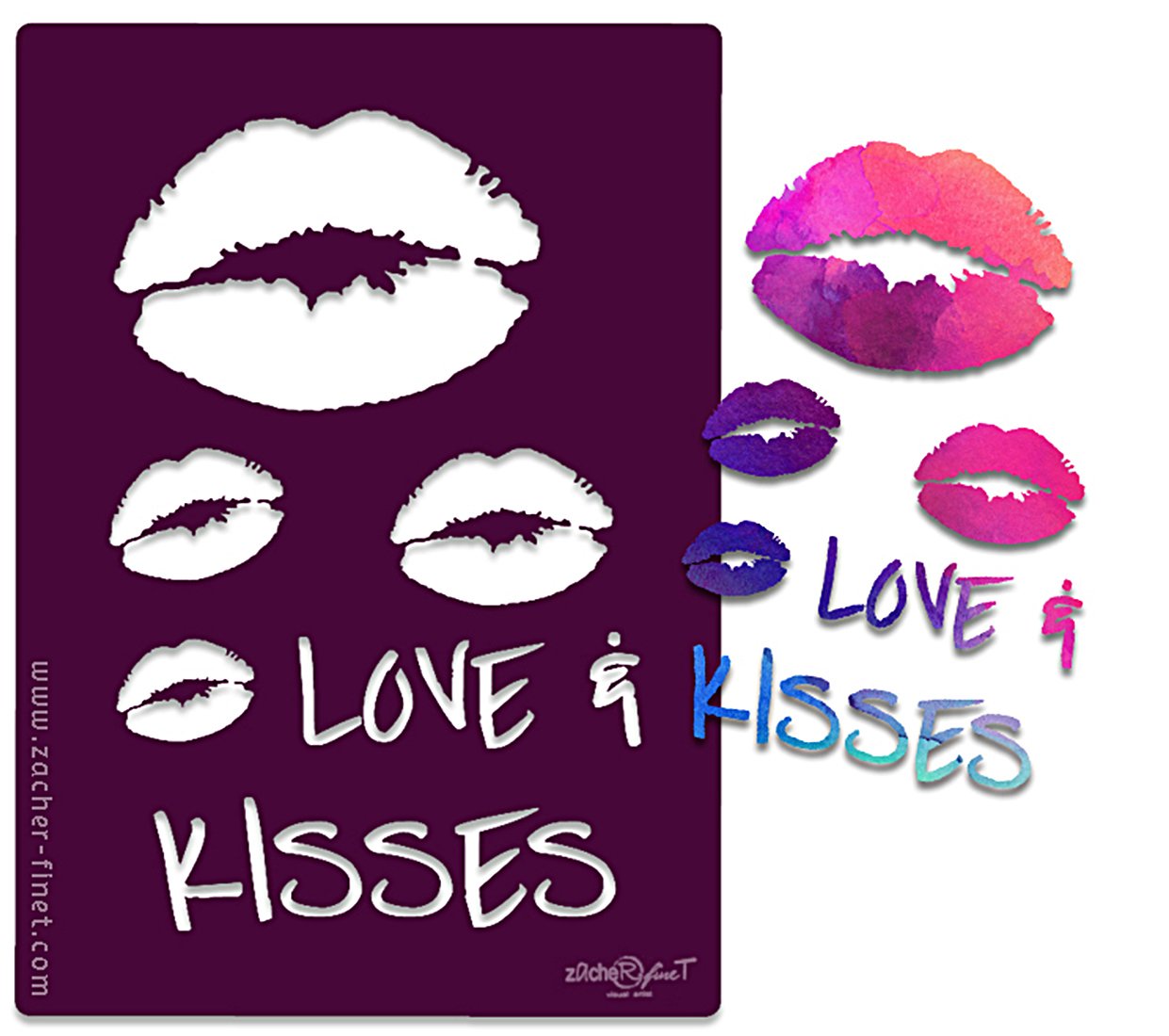 Wiederverwendbare Schablone "Love & Kisses" – Lippen/Mund Motiv Für Textil, Wand, Deko, 14x10 Cm