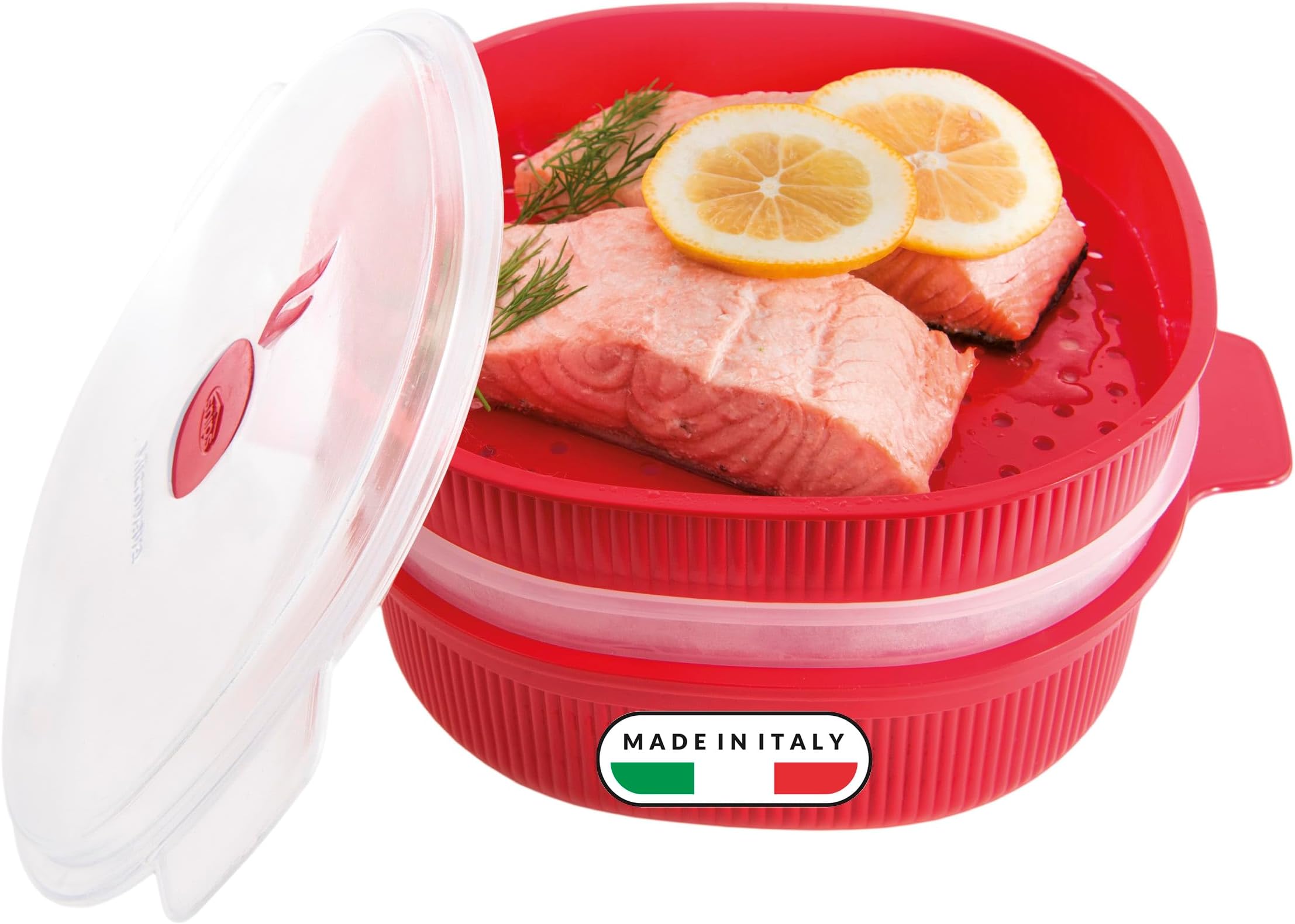 Snips Microwave Steamer 4 L with 2 Cooking Tiers, Made in Italy | 4 L microwave steamer with 2 removable cooking tiers, 400 ml water base and max 800 W