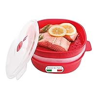 Snips - Vaporiera Microonde Rossa 4L con 2 Vassoi Sovrapponibili per Doppia Cottura a Vapore
