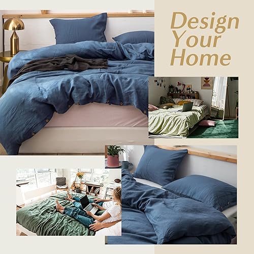 Miniatura 2 de Simple&Opulence - Juego de funda de edredón 100% lino, 3 piezas de lino belga transpirable, tamaño Queen 88x92 pulgadas (1 funda de edredón y 2
