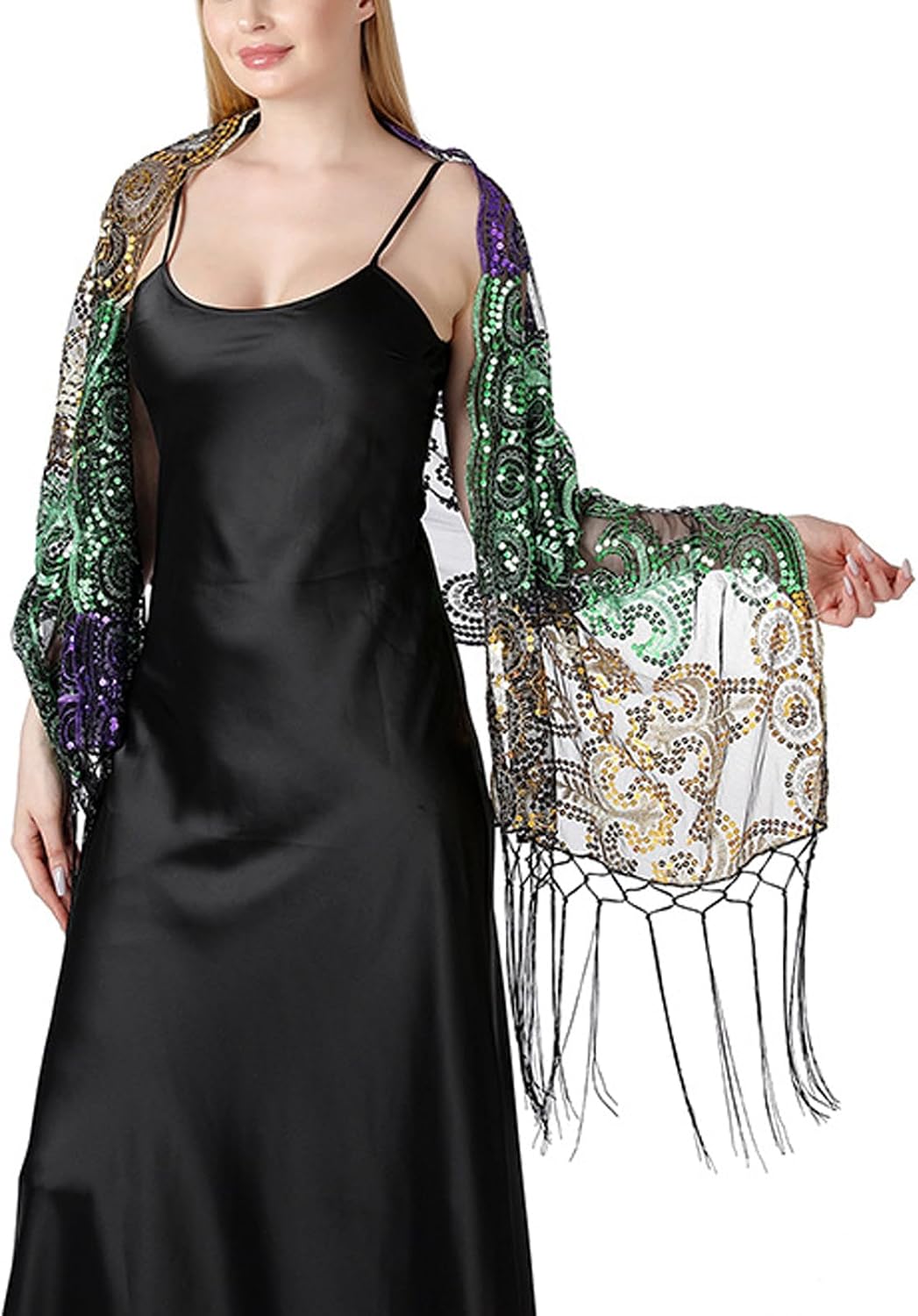 Ralcosuss Women’s Sequins Glitter Pashmina Scarf Shawl and Wrap for Evening Party Dresses Wedding Bride Bridal Gifts