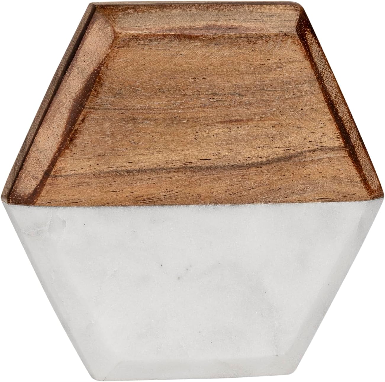 GoCraft Set of 6 Marble & Wood Coasters – Beveled Edge Round Coasters for Drinks – Handmade White Marble with Mango Wood – Durable Drinkware Accessories for Bar, Dining Table & Coffee Station - Image 3