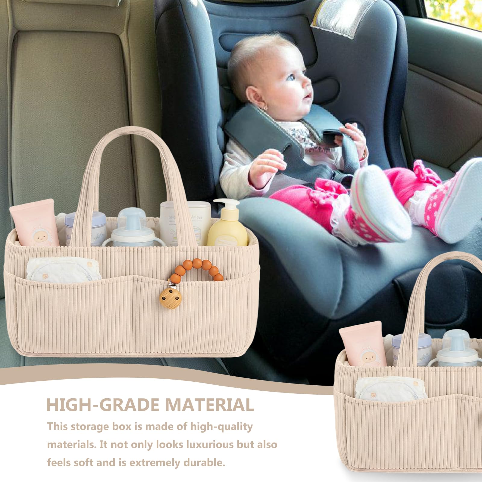 GBKDQQ Organiseur de sac à langer bébé multifonction portable compartiments amovibles peluche beige