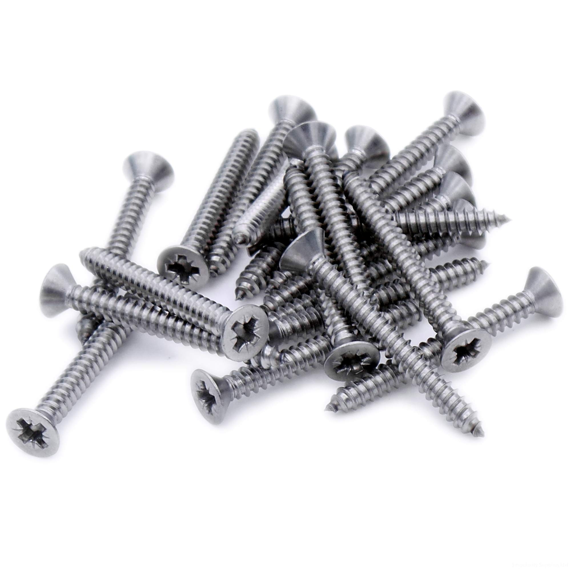 Singularity Supplies Silver No.6 X 1.25 (3.5Mm X 32Mm) Pozi Countersunk Self-Tapping Screw - Stainless Steel (A2) (Pack Of 20)