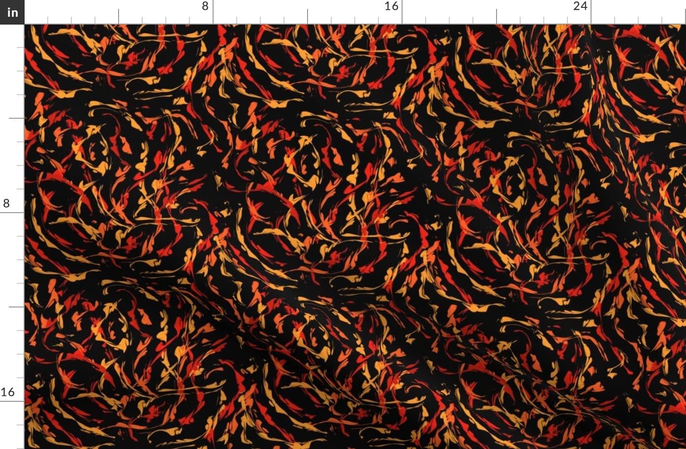 Spoonflower Fabric - Wildfire Black Yellow Red Orange Abstract Fire Printed on Organic Cotton Sateen Fabric by The Yard - Sewing Quilting Apparel Home Decor