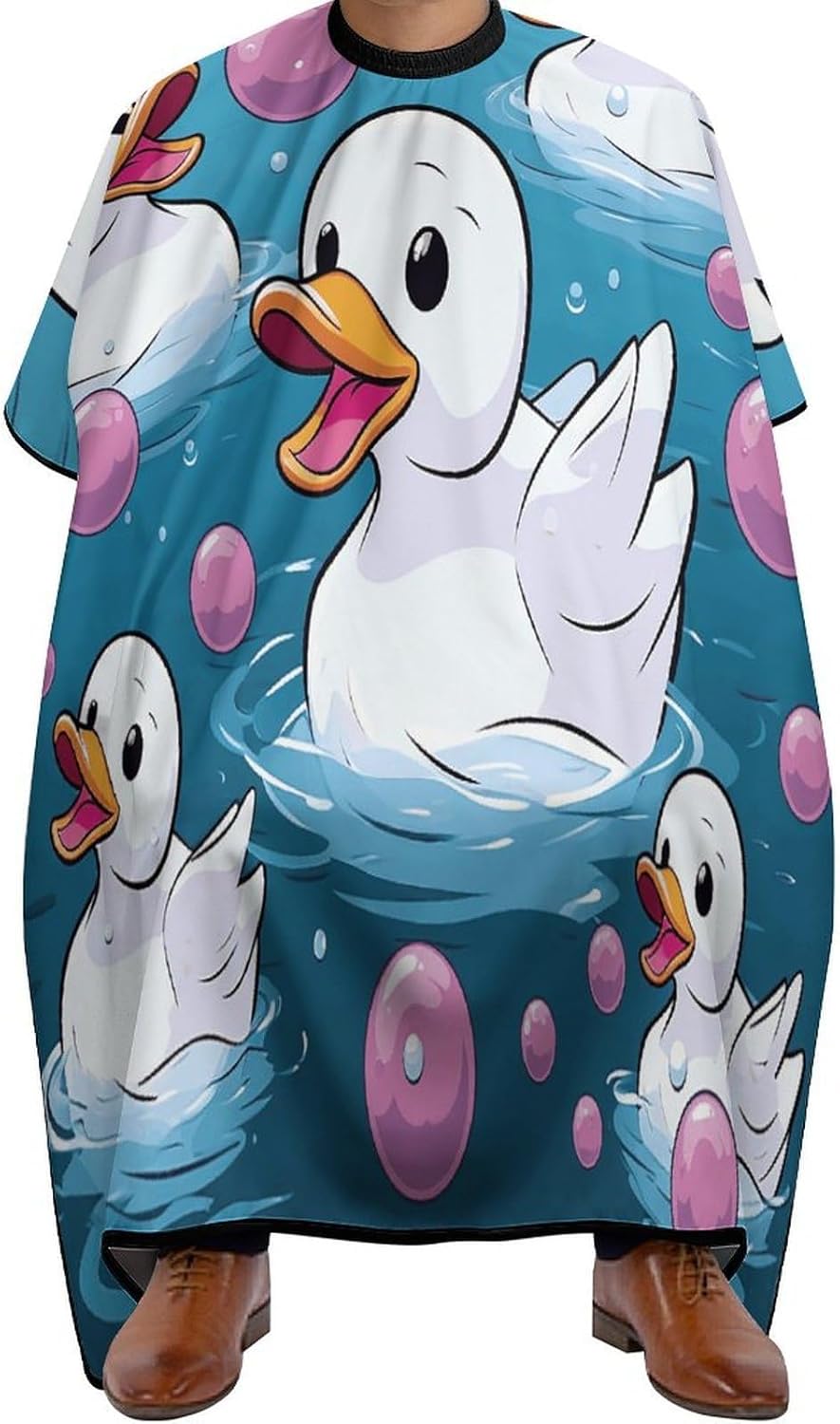 Bubbles And Duck Apron for Women Men,Barber Cape with Adjustable Snap Closure,Hair Cutting Cape,66.9 X 56.7 Inches for Hair Dye, Comb-out, Styling, Shampoo