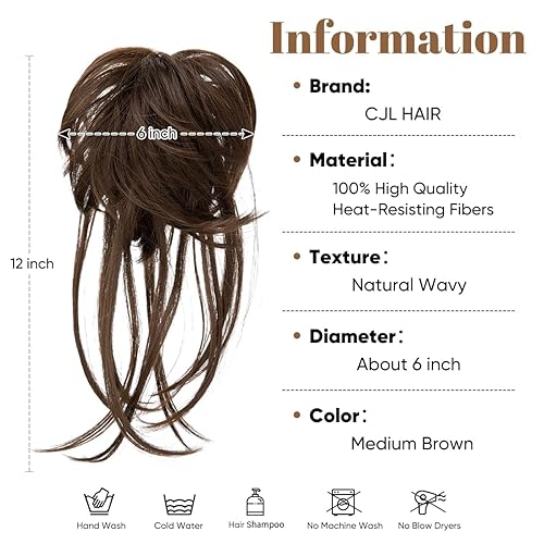 Miniatura 66 de CJL HAIR - Extensión de cabello grueso, ondulado o rizado, sintético, tipo cola de caballo o rodete desordenado, grande, para recoger el cabello