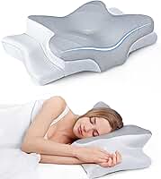 Travesseiro ortopédico cervical ajustável, para alívio da dor no pescoço, travesseiro ergonômico de espuma viscoelástica, inodoro, travesseiro para dormir de costas e de lado