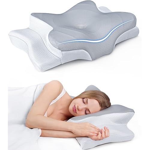 Ultra Pain Relief Cooling Pillow for Neck Support, Adjustable Cervical Pillow Cozy Sleeping, Odorless Ergonomic Contour Memory Foam Pillows, Orthopedic Bed Pillow for Side Back Stomach Sleeper