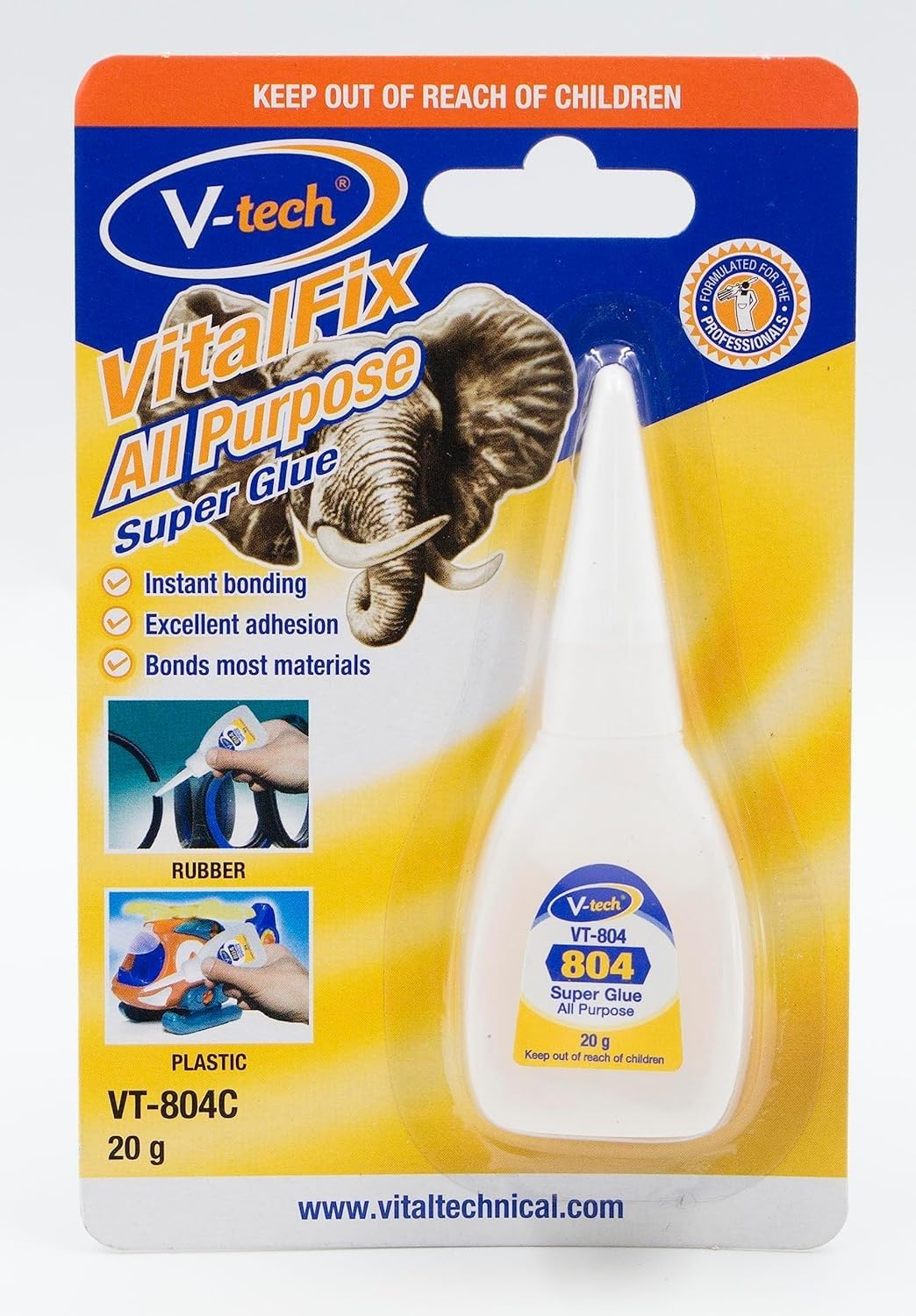 V-Tech Vital Fix Super Glue | One Drop Instant Adhesive | For Instant Sticking And Strong Bond | Multipurpose Use | Non-Stick, Non-Staining (20g, Clear, Pack Of 1)
