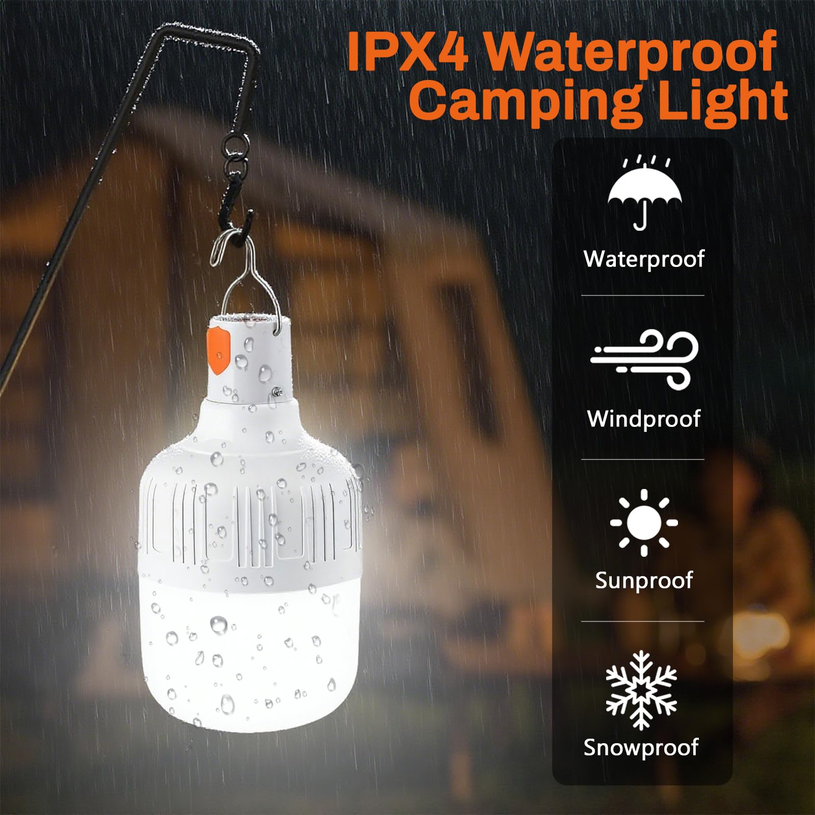 Lámpara De Campamento Impermeable Carga USB Modo 3 Lámpara Retro Portátil, Con Gancho Metálico