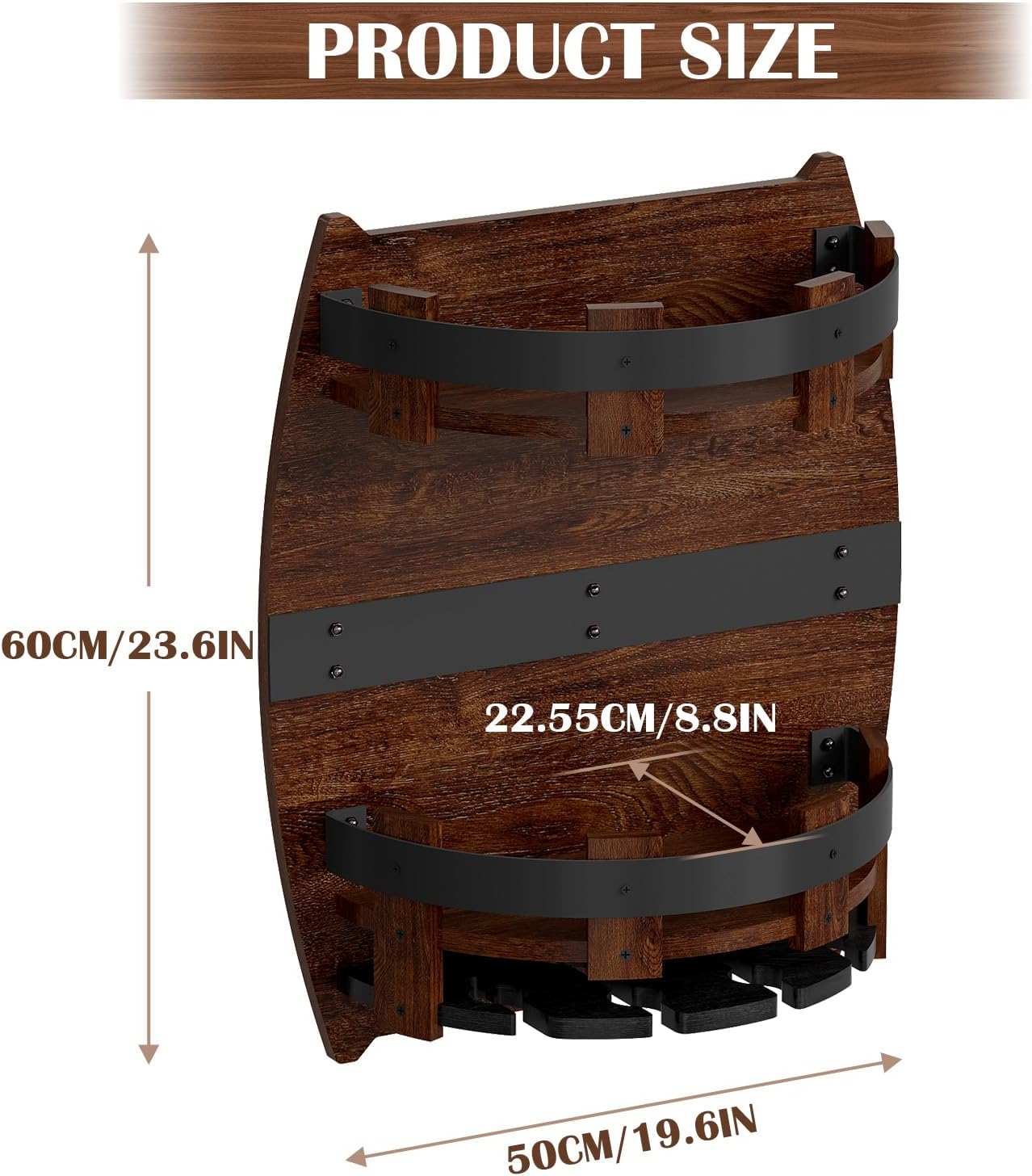 Whiskey Display Shelf,Whiskey Shelf Wall Mounted,Rustic Bourbon Shelf,Space-Saving Whiskey Barrel Decor for Vintage Wine Bar and Home Decor