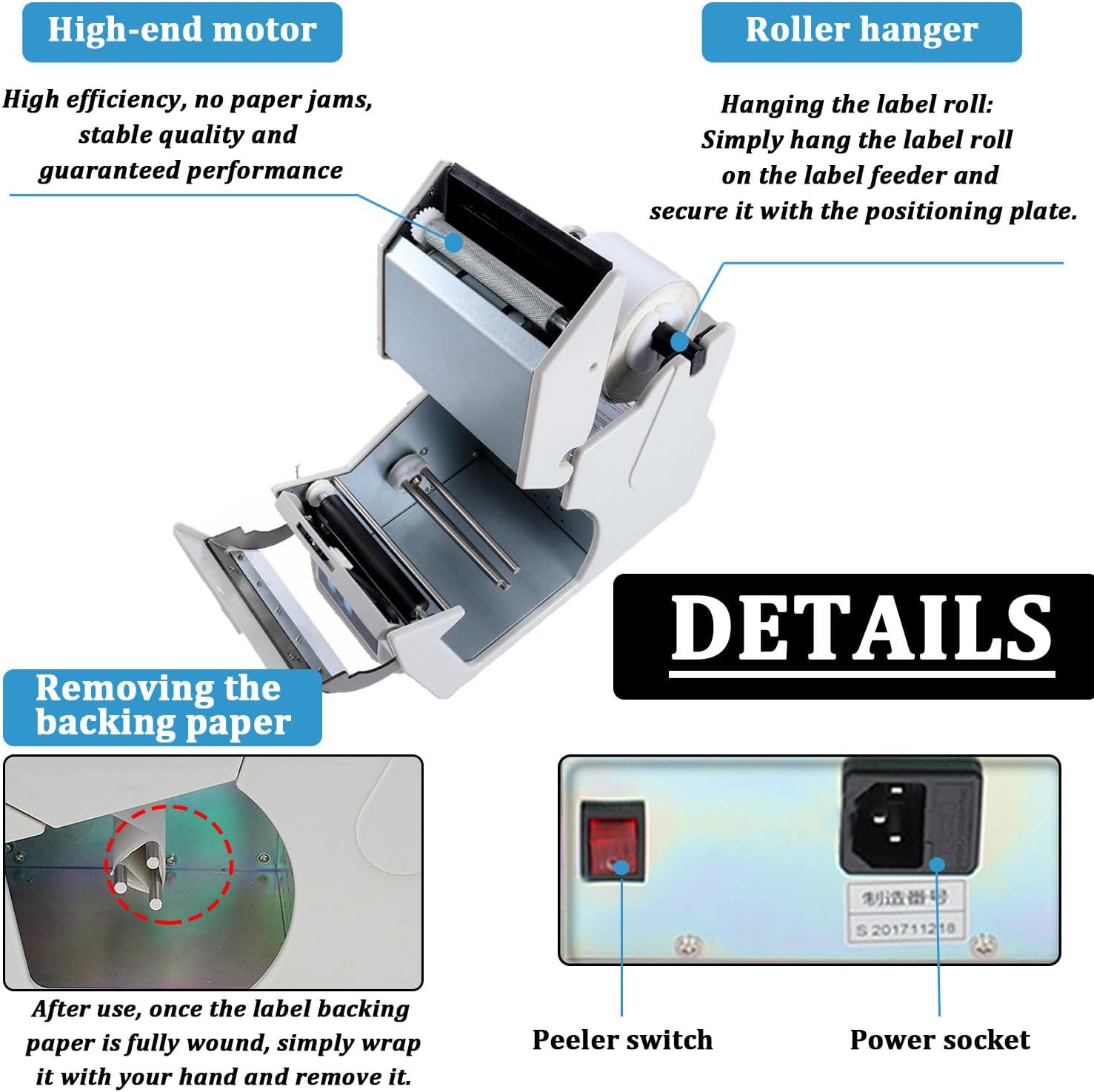 Auto Label Stripper X-100/X-130/X-180 Electric Label Dispenser with Counting Function Barcode Sticker Separator Label Dispenser for Rolls X-180