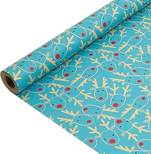 Christmas Kraft Gift Wrapping Paper : Sky Blue Gift Wrapping Paper Roll ...