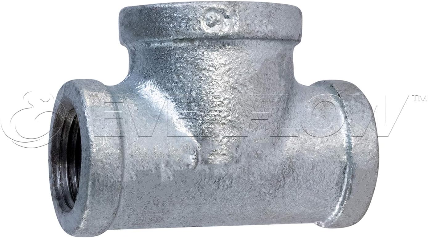 HNCU1200 Bull Head Galvanized Malleable Tee Fitting with Female Thread Connections, 1-1/2 x 1-1/2 x 2, 1-1/2 in. x 1-1/2 in. x 2