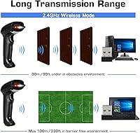 Vista 7 de WoneNice Escáner de código de barras inalámbrico 1D 2D con soporte, escáner automático de código QR de mano CMOS lector de códigos de barras