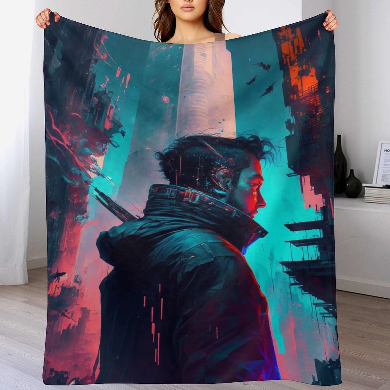 Couverture de lit en flannel 140x180cm Cyborg jeté de canapé doudoune