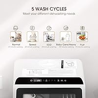 Vista 3 de NOVETE Lavavajillas portátiles de encimera, lavavajillas compactos con tanque de agua integrado de 5 L y manguera de entrada, 5 programas de lavado