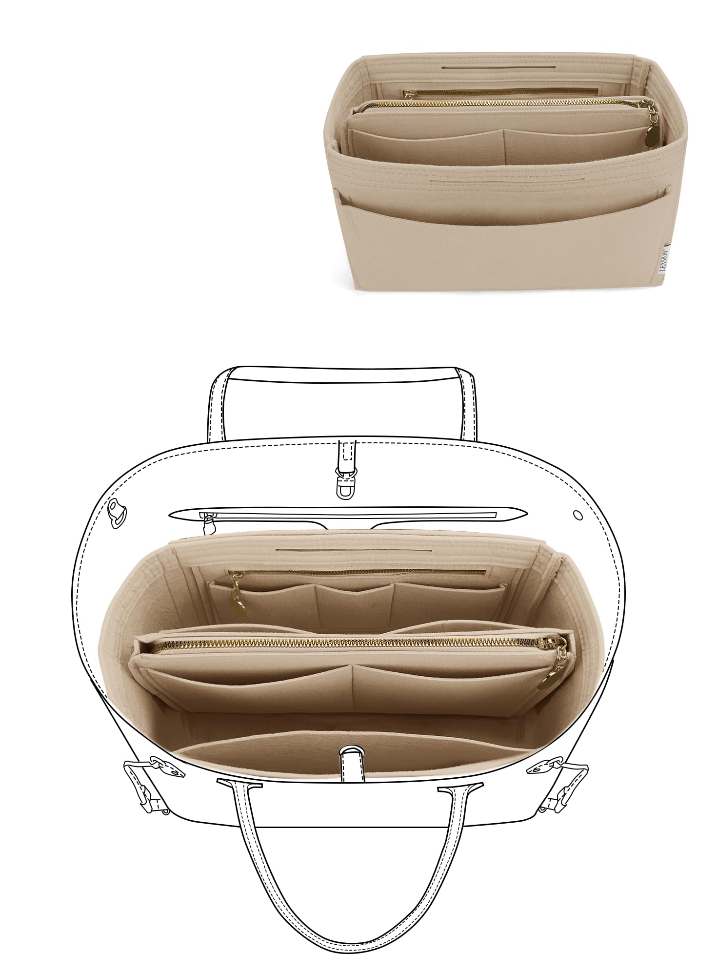 LEXSION Felt Insert Bag Organizer Bag In Bag For Handbag Purse Organizer Fits Speedy Neverful