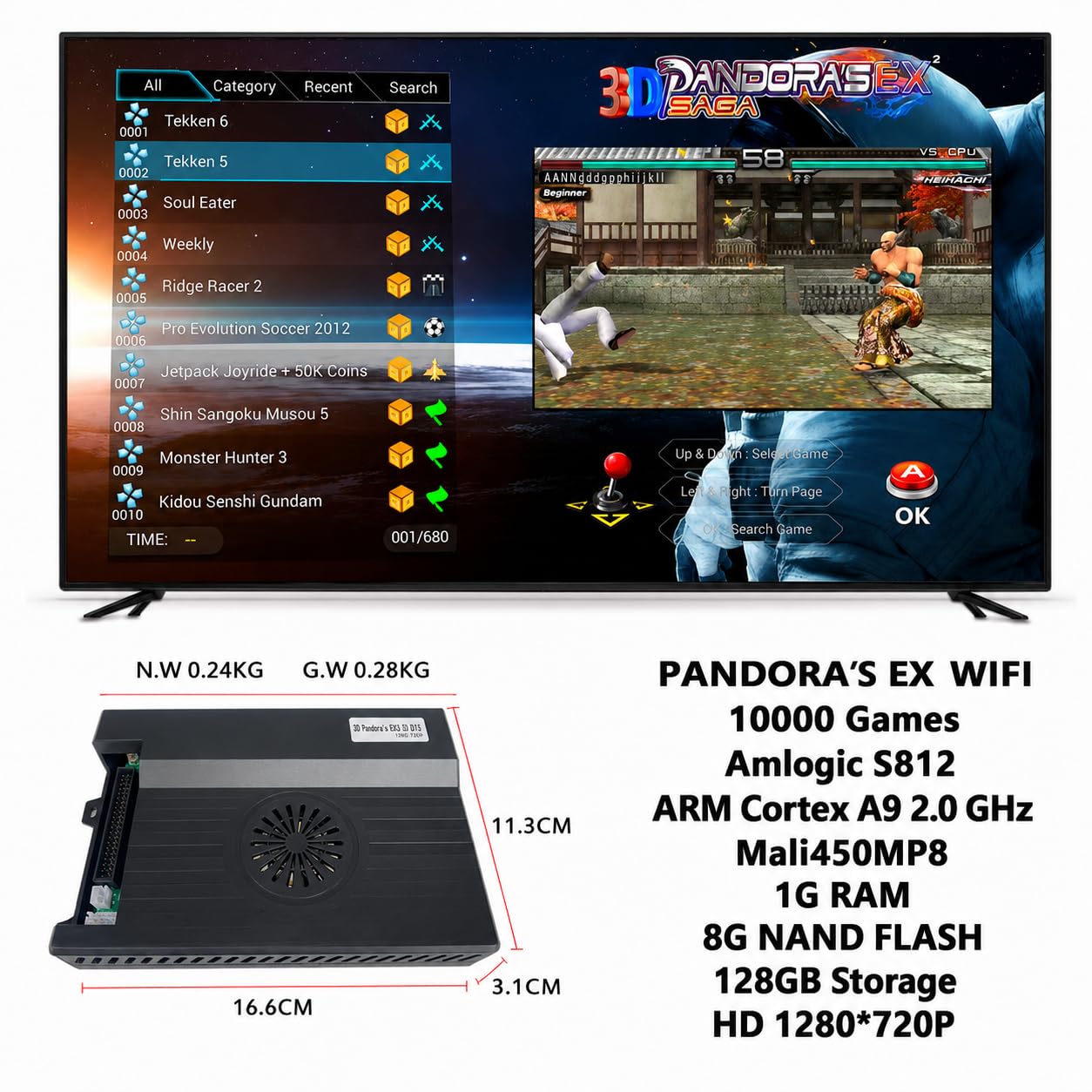 Console Arcade Rétro 10888 Jeux avec Joystick Double WiFi Sortie 720P