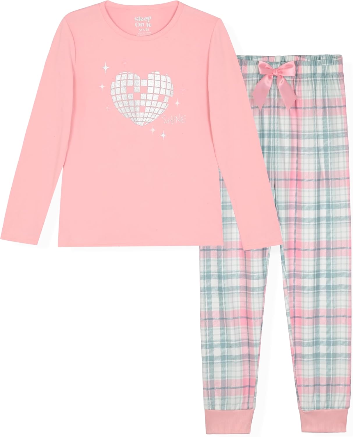Sleep On It Girls Pajama Set Long Sleeve Shirts & Fleece Sleep Pants Kids Sleepwear Soft & Cozy Pajamas for Girls Sizes 4-14