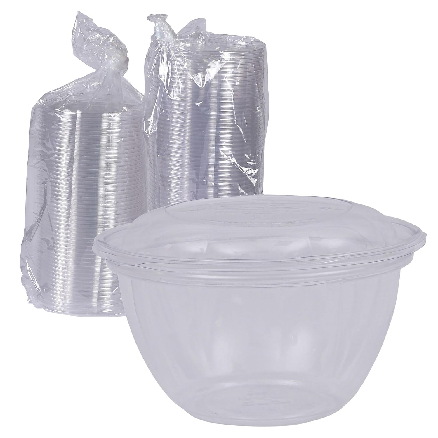 ECO PRODUCTS Compostable Clear PLA Plastic 18oz Salad Bowl With Lid, Pack of 50, Grab 'n' Go Round Cold Takeout Food Containers, Renewable Plant-Based, Disposable, ASTM Compliant, BPI-Certified