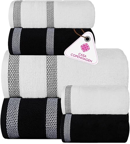 CASA COPENHAGEN Solitaire Diseñado en Dinamarca, 2.26 ozm, 2 toallas de baño grandes, 2 toallas de mano grandes, 2 toallas de baño, algodón egipcio