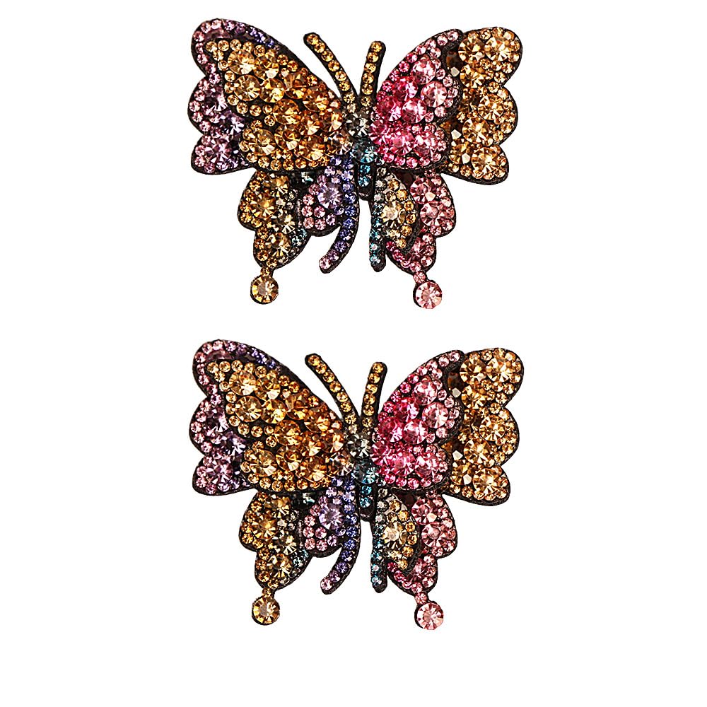 NOIAFZY 2pcs Detachable Rhinestone Double-Layer Bow Shoe Buckles - Sparkling High Heel Decor Accessories for Women