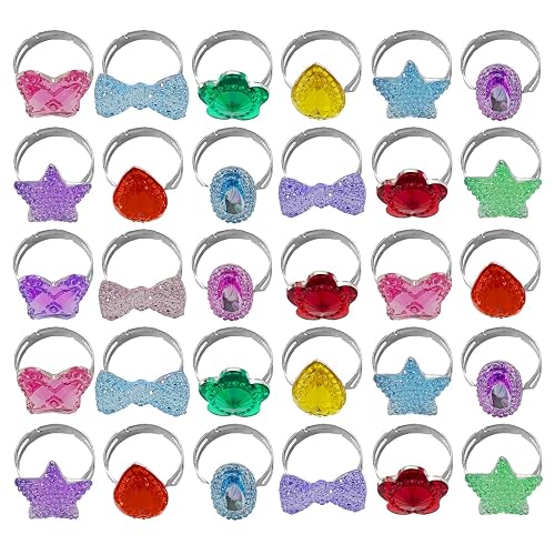 OAOSDH 30 Piezas Anillos para Niños, Anillos De Imitación, Lindos Anillos