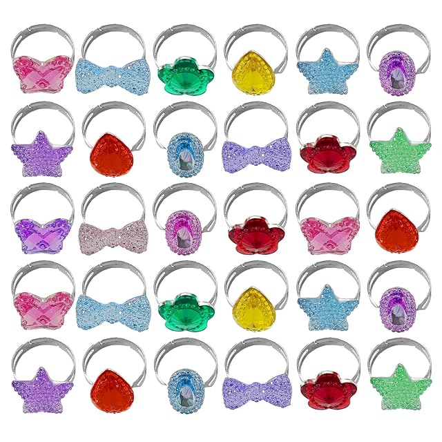 OAOSDH 30 Piezas Anillos para Niños, Anillos De Imitación, Lindos Anillos